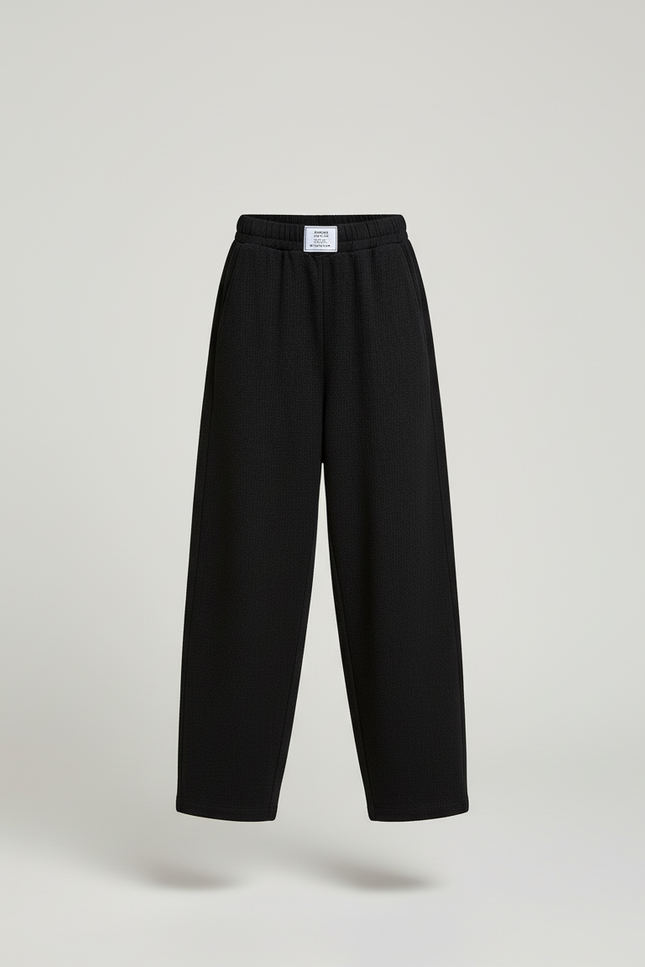 Pantalon Baggy Noir Ample Droit Enfant - Maille - vue 3
