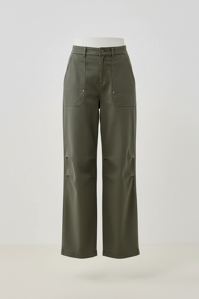 Pantalon Baggy Vert Kaki Ample Décontracté Cargo - Toile - vue 3