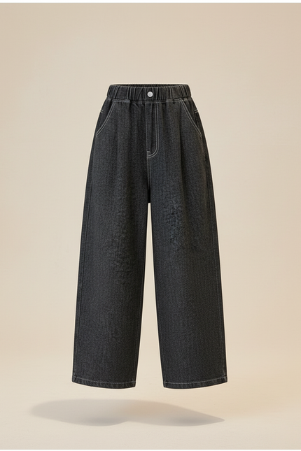 Pantalon Baggy Denim Ample Gris Décontracté Fille - Jean - vue 3