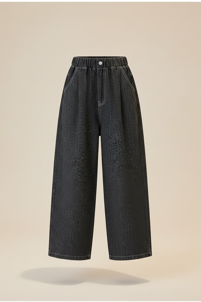 Pantalon Baggy Denim Ample Gris Décontracté Fille - Jean - vue 3