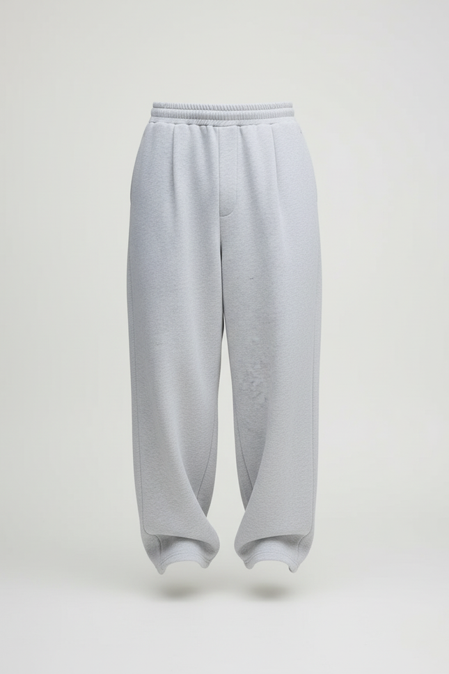 Pantalon Baggy Gris Clair Ample Cordon Décontracté - Molleton - vue 3