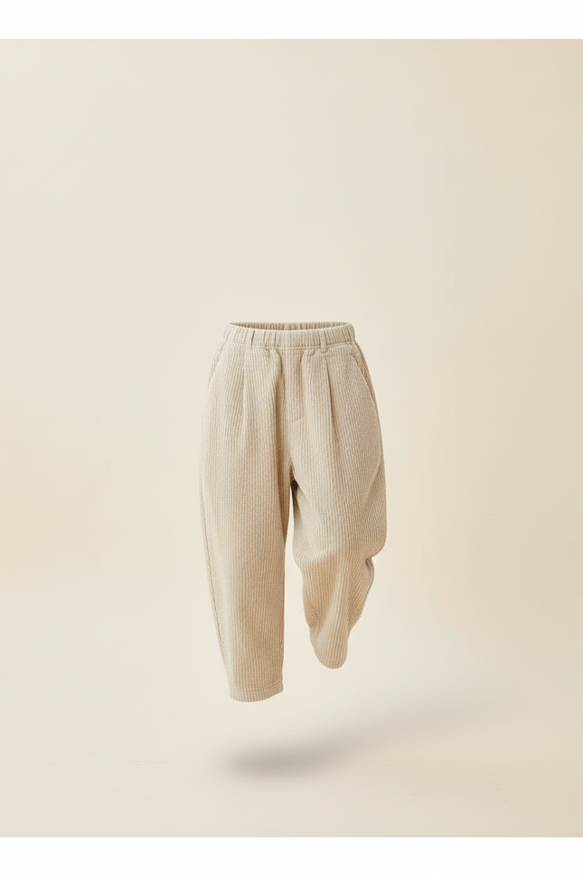 Pantalon Baggy Côtelé Beige Ample Garçon Décontracté - Cordé - vue 3