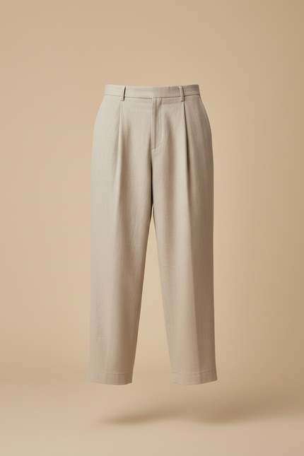 Pantalon Baggy Homme Beige Taille Haute - Gabardine - vue 3