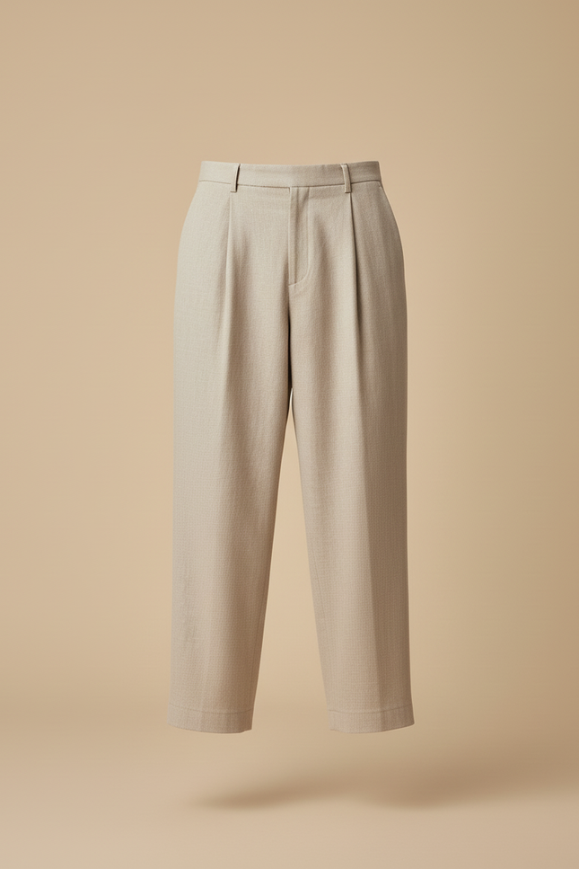 Pantalon Baggy Homme Beige Taille Haute - Gabardine - vue 3