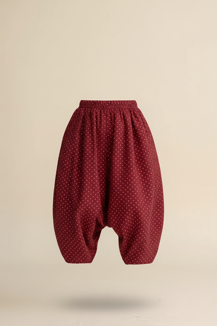 Pantalon Baggy Rouge Pois Coton Ample Enfant - vue 3