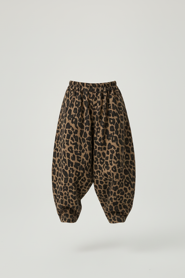 Pantalon Baggy Léopard Ample Coton Enfant Hiver - Imprimé Molleton - vue 3