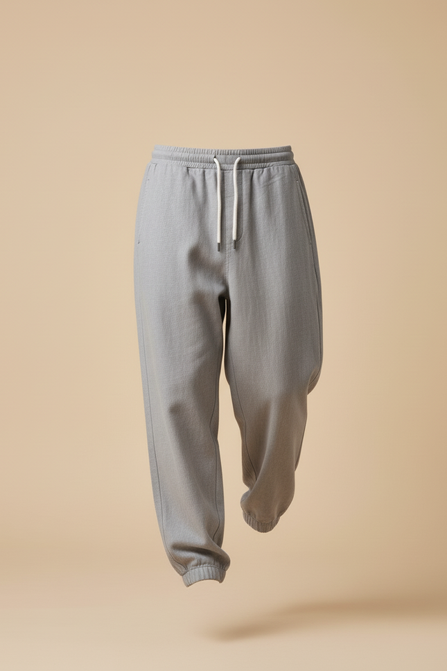 Pantalon Baggy Gris Clair Cordon Sport Homme - Molleton - vue 3