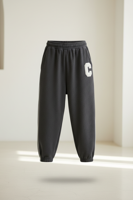 Pantalon Baggy Gris Molletonné Ample Enfant Lettre - vue 3