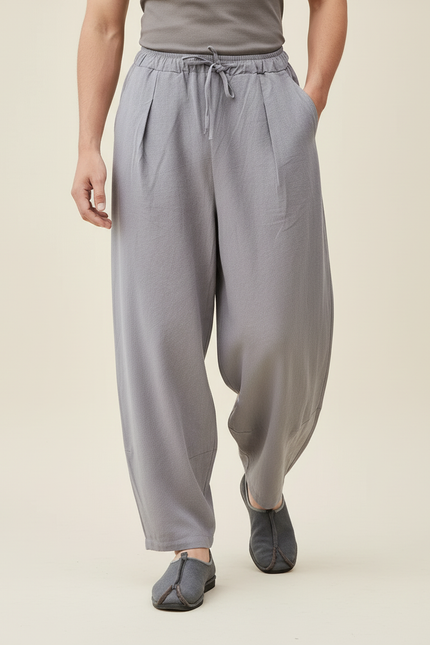 Pantalon Baggy Homme Gris Parachute - Lin - vue 3