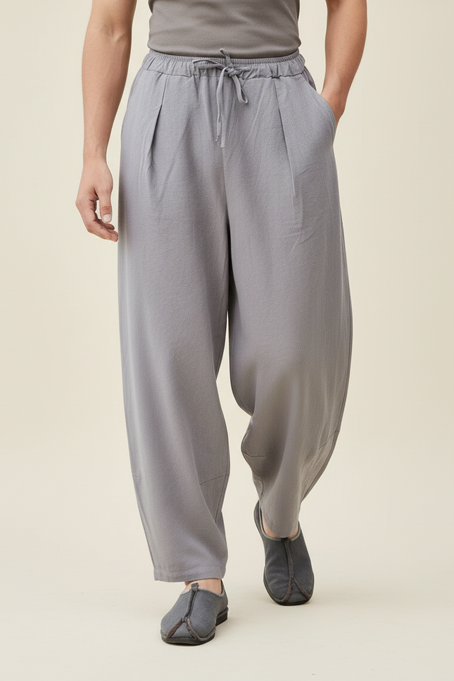 Pantalon Baggy Homme Gris Parachute - Lin - vue 3