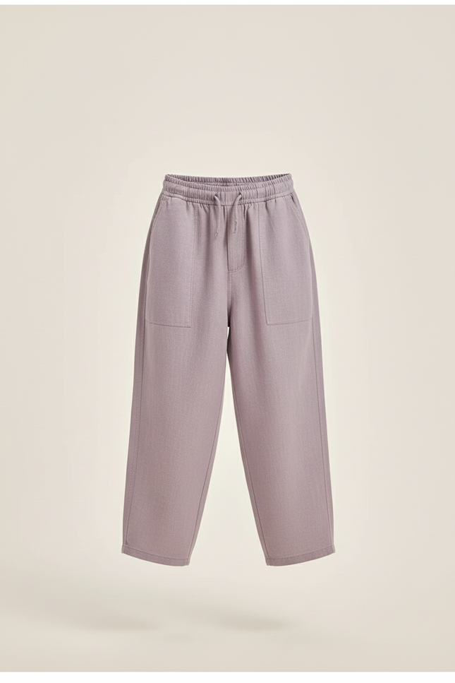 Pantalon Baggy Lilas Ample Lin Enfant Décontracté - Violet - vue 3
