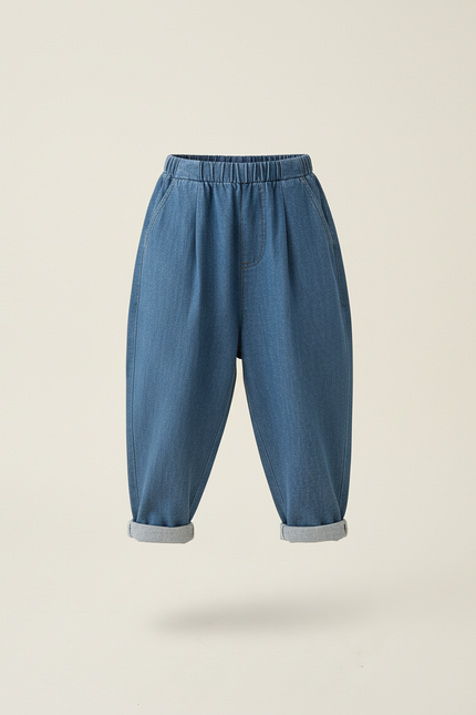 Pantalon Baggy Jean Denim Ample Enfant Bleu Décontracté - vue 3