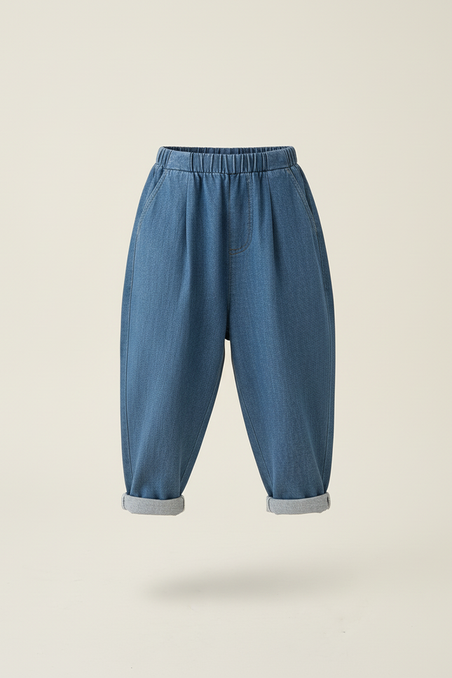 Pantalon Baggy Jean Denim Ample Enfant Bleu Décontracté - vue 3
