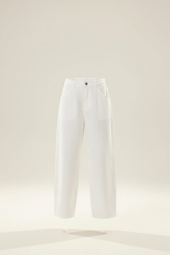 Pantalon Baggy Blanc Lin Large Décontracté Enfant - vue 3