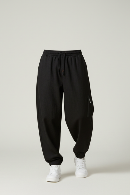 Pantalon Baggy Noir Ample Cordon Sport Homme - Polyester - vue 3