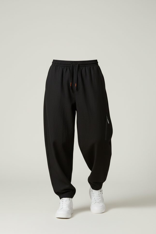 Pantalon Baggy Noir Ample Cordon Sport Homme - Polyester - vue 3