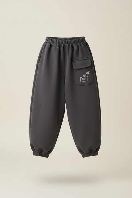 Pantalon Baggy Gris Foncé Ample Molleton Maison Enfant - vue 3
