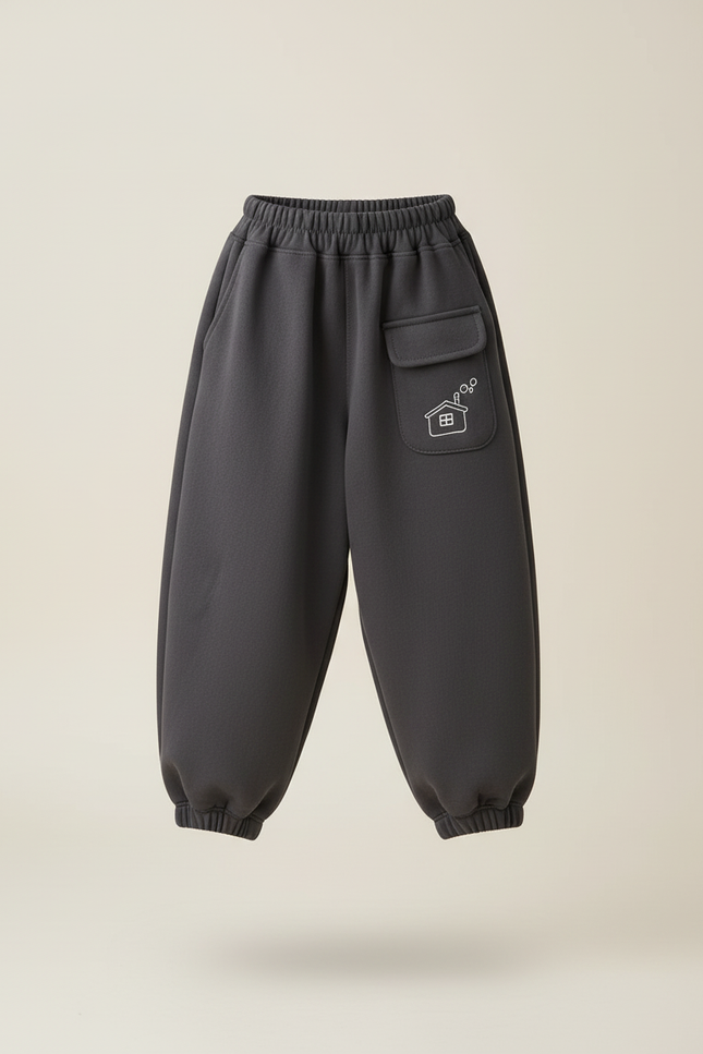 Pantalon Baggy Gris Foncé Ample Molleton Maison Enfant - vue 3