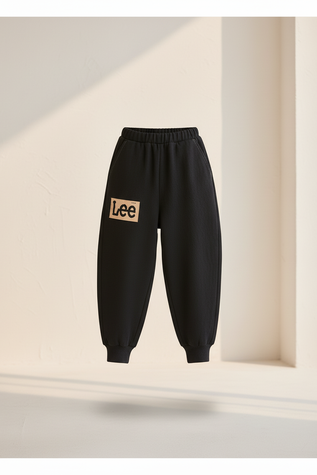 Pantalon Baggy Noir Ample Molletonné Élastique Logo Enfant - vue 3
