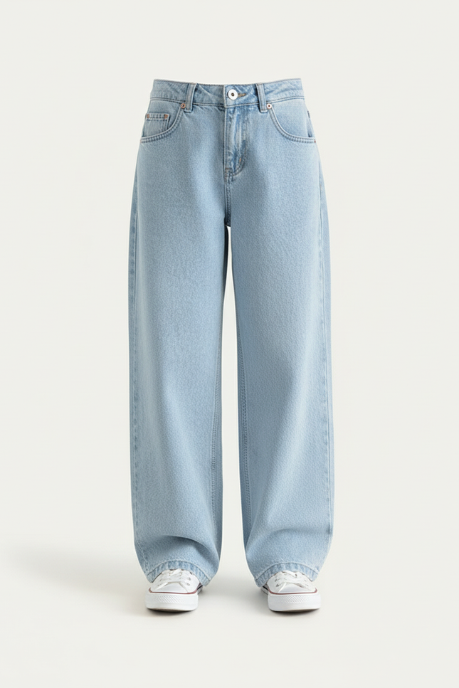 Pantalon Baggy Bleu Clair Ample Décontracté Denim - Jean - vue 3