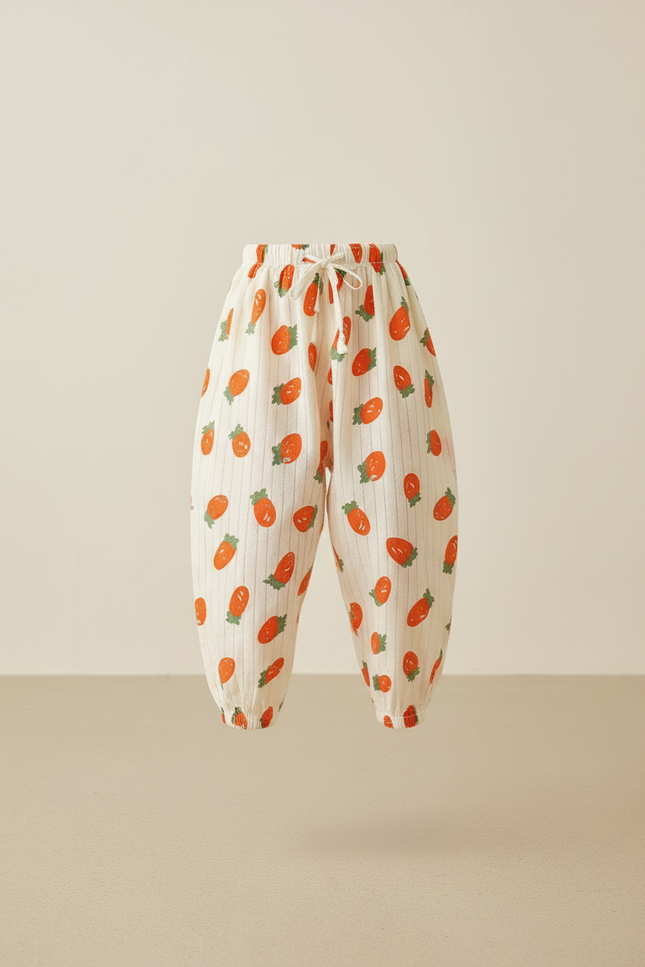 Pantalon Baggy Coton Imprimé Fraise Ample Rayé Enfant - vue 3