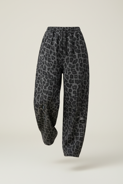 Pantalon Baggy Léopard Gris Ample Décontracté Enfant - Molleton - vue 3