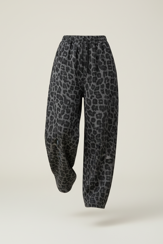 Pantalon Baggy Léopard Gris Ample Décontracté Enfant - Molleton - vue 3