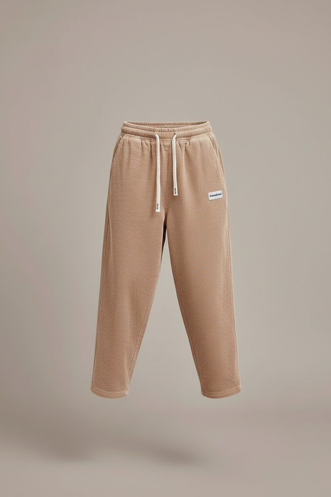 Pantalon Baggy Velours Côtelé Beige Ample Cordon Enfant - Cordé - vue 3