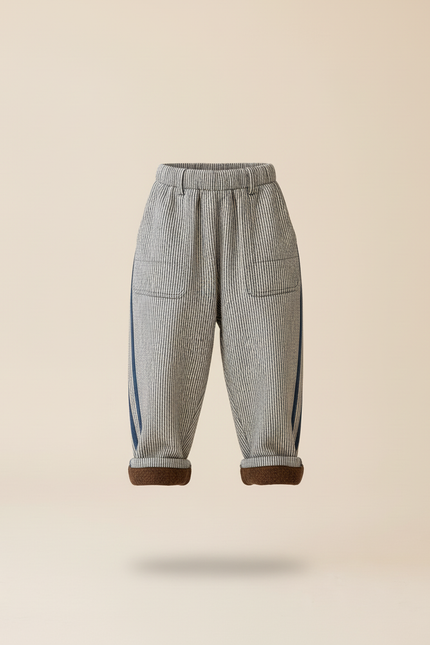 Pantalon Baggy Rayé Bleu Marine Ample Enfant - Tweed - vue 3