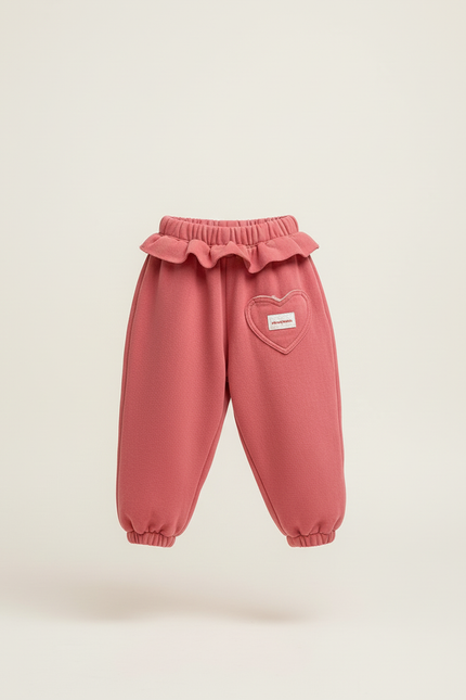 Pantalon Baggy Rose Molleton Ample Poches Cœur Enfant - vue 3