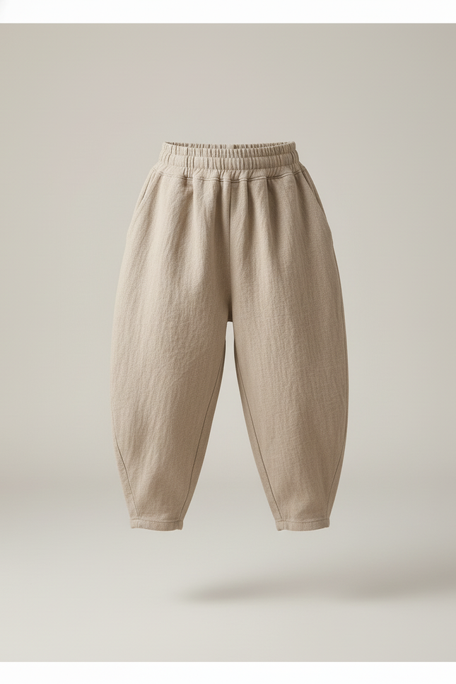 Pantalon Baggy Lin Ample Beige Confortable Enfant - vue 3
