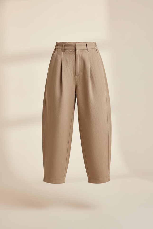 Pantalon Baggy Beige Ample Plissé Décontracté Enfant - Gabardine - vue 3
