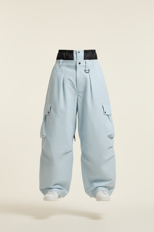 Pantalon Baggy Bleu Ciel Cargo Ample Plissé Homme - Toile - vue 3