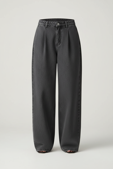 Pantalon Baggy Gris Délavé Ample Décontracté Femme - Jean - vue 3