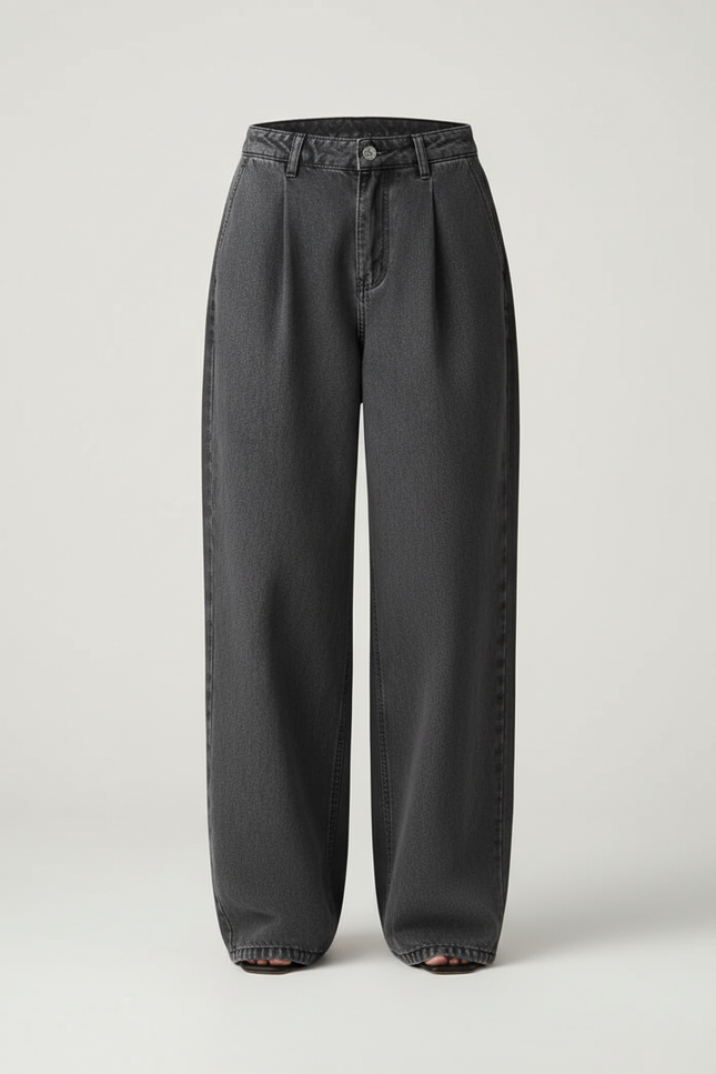Pantalon Baggy Gris Délavé Ample Décontracté Femme - Jean - vue 3