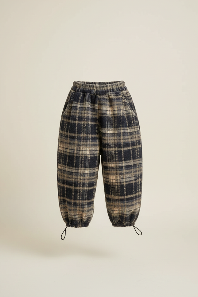 Pantalon Baggy Carreaux Écossais Ample Chaud Enfant - Multicolore Tweed - vue 3
