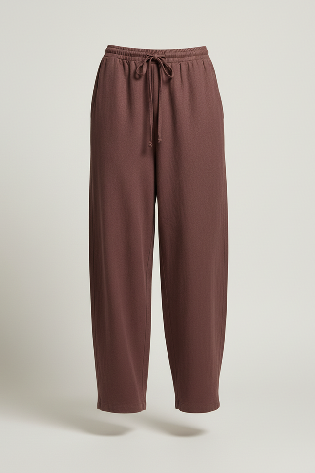 Pantalon Baggy Marron Ample Fluide Décontracté Femme - Molleton - vue 3