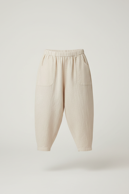 Pantalon Baggy Beige Lin Ample Confortable Enfant - vue 3