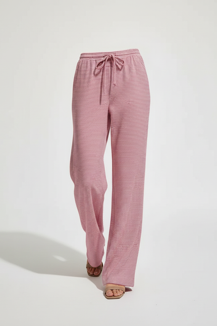 Pantalon Baggy Rayé Rose Ample Droit Cordon - Maille - vue 3