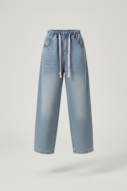 Pantalon Baggy Jean Bleu Ample Fille Décontracté - vue 3