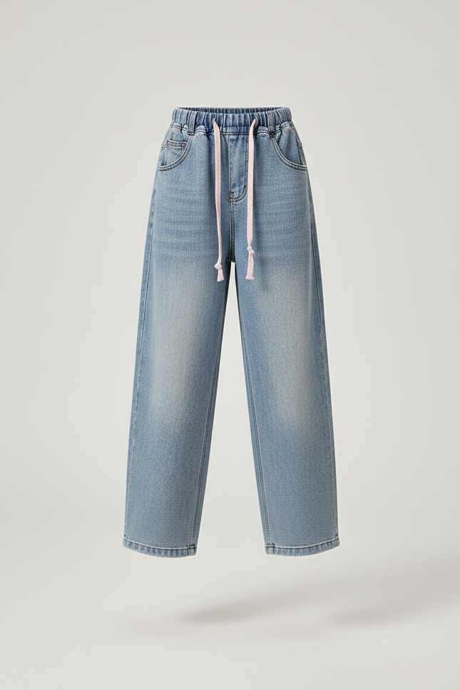 Pantalon Baggy Jean Bleu Ample Fille Décontracté - vue 3