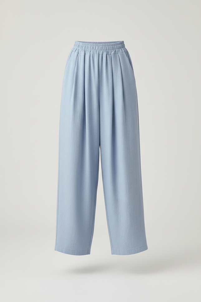 Pantalon Baggy Bleu Clair Fluide Ample Femme - Lin - vue 3
