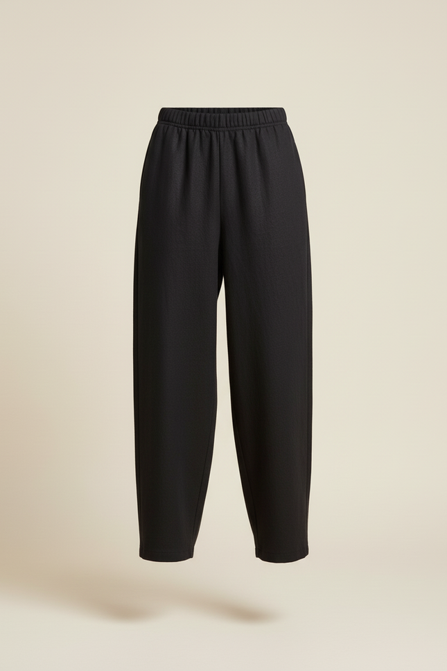 Pantalon Baggy Femme Noir Taille Élastique - Lin - vue 3