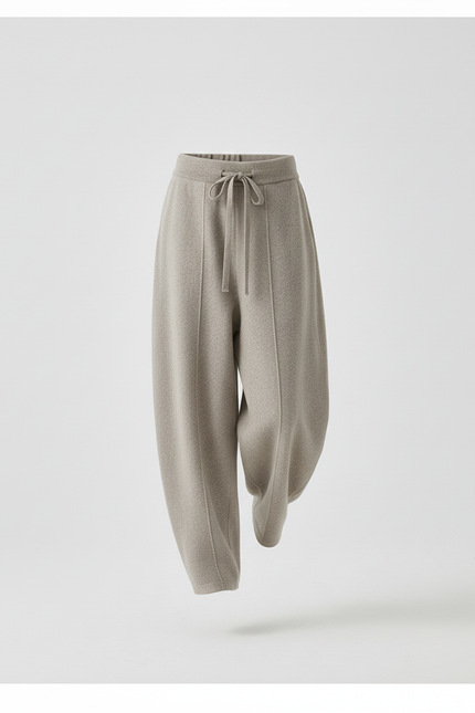 Pantalon Baggy Gris Tricoté Ample Décontracté Fille - Maille - vue 3