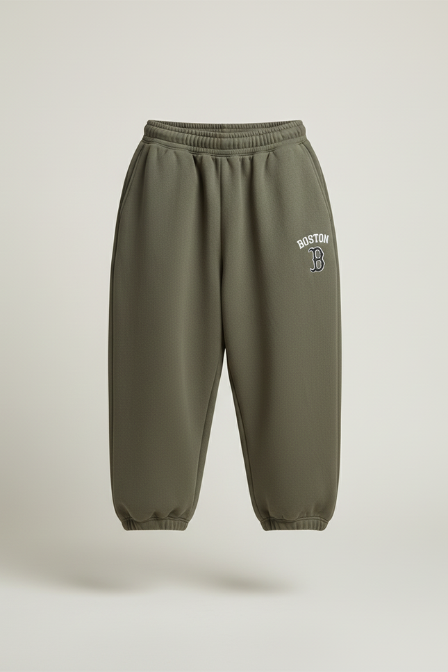 Pantalon Baggy Kaki Molletonné Ample Brodé Sport Enfant - vue 3