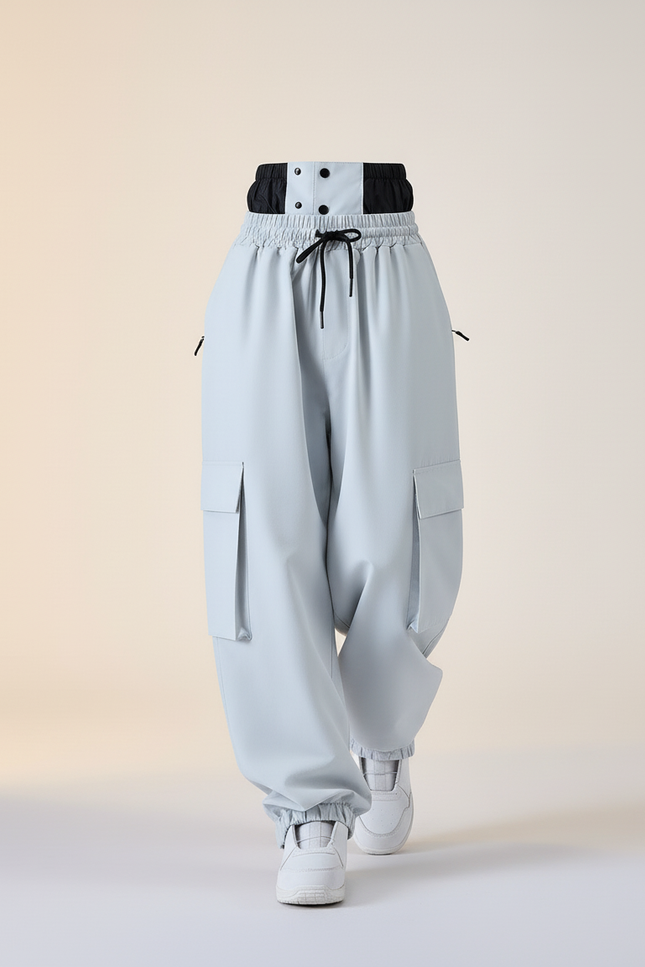 Pantalon Baggy Cargo Ample Cordon Sport Femme - Bleu Polyester - vue 3