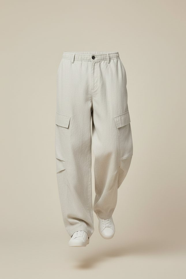Pantalon Baggy Homme Beige Cargo - Gris Toile - vue 3