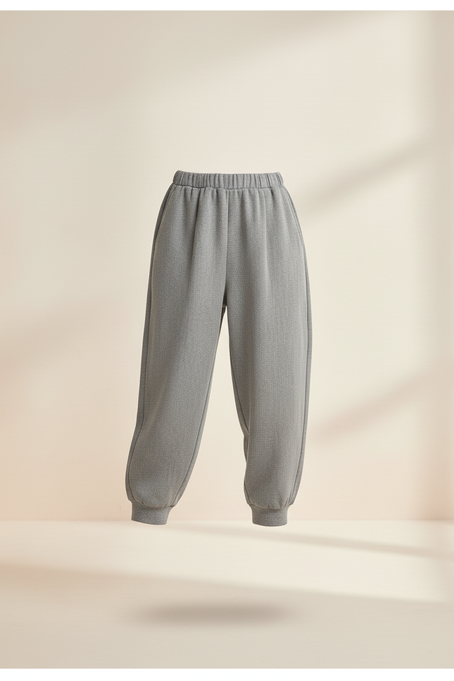 Pantalon Baggy Gris Chiné Ample Confortable Enfant - Molleton - vue 3