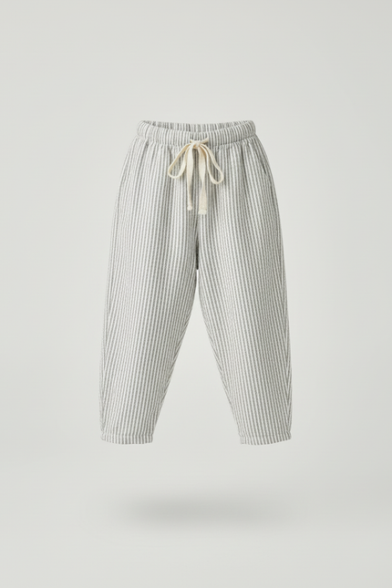 Pantalon Baggy Rayé Coton Ample Décontracté Enfant - Imprimé - vue 3