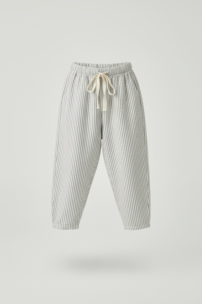 Pantalon Baggy Rayé Coton Ample Décontracté Enfant - Imprimé - vue 3